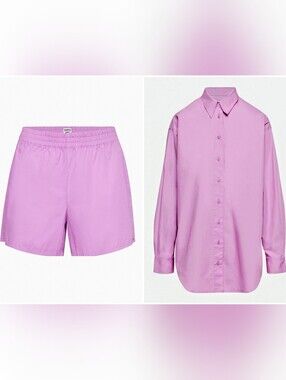 Aritzia Sunday Best Future Shirt & Eva 5" Short in Amethyst Lilac Matching Set
